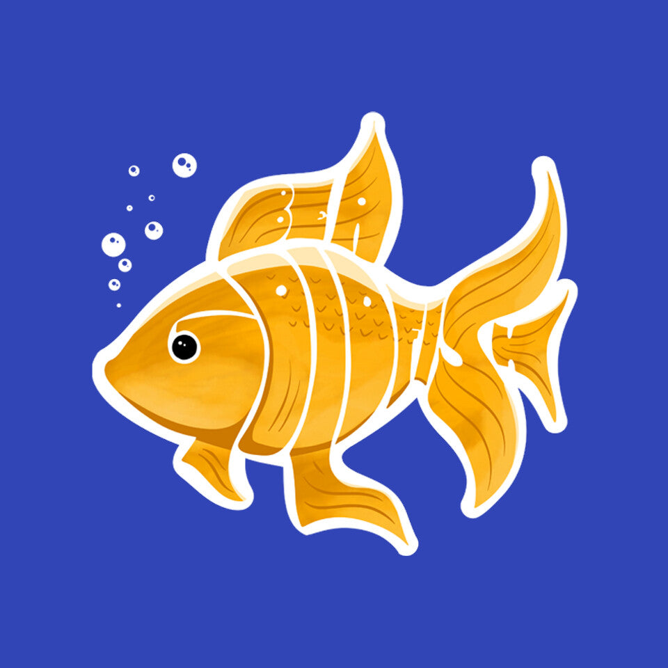 Be A Goldfish – Animal Graphic T-Shirt design artwork for royal blue graphic T-shirt