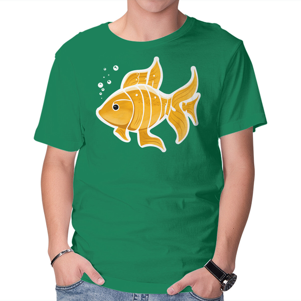 Be A Goldfish – Animal Graphic T-Shirt in green, product display