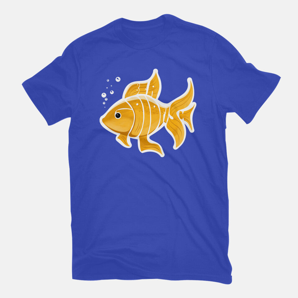 Be A Goldfish – Animal Graphic T-Shirt in royal blue, flat-lay product view