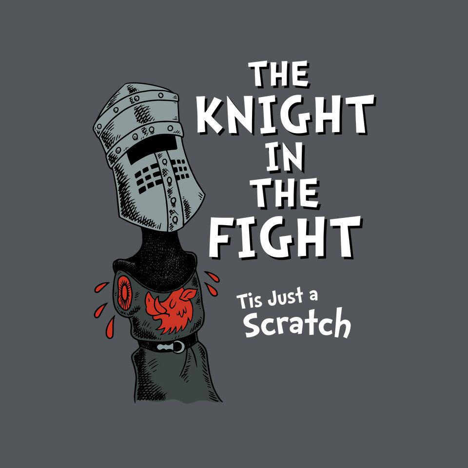 The Knight In The Fight – Movie Graphic T-Shirt design artwork for charcoal graphic T-shirt