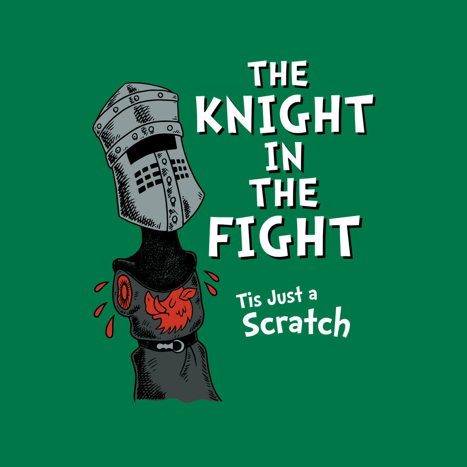 The Knight In The Fight – Movie Graphic T-Shirt design artwork for green graphic T-shirt