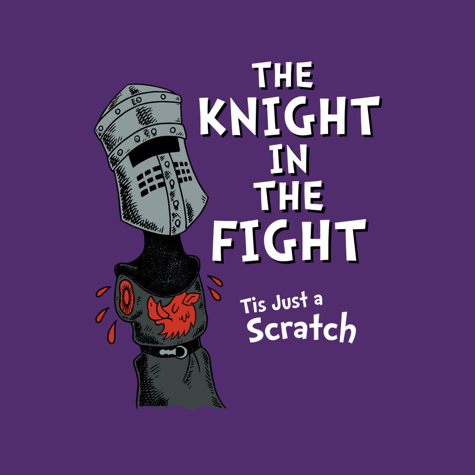 The Knight In The Fight – Movie Graphic T-Shirt design artwork for purple graphic T-shirt