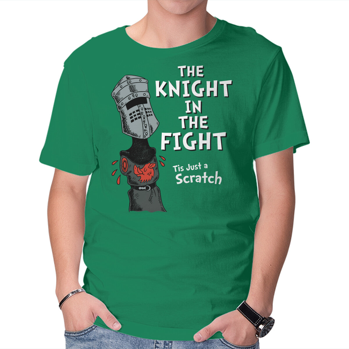 The Knight In The Fight – Movie Graphic T-Shirt in green, product display