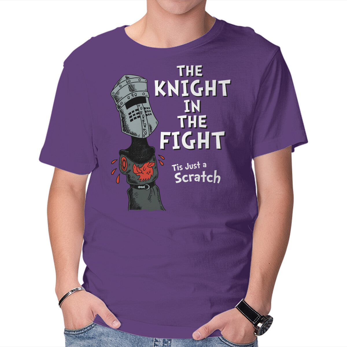 The Knight In The Fight – Movie Graphic T-Shirt in purple, product display