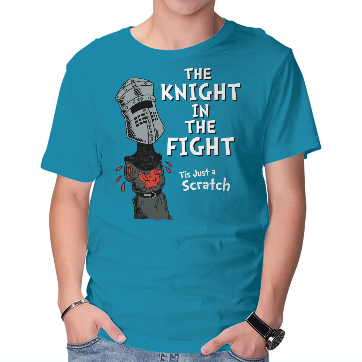 The Knight In The Fight – Movie Graphic T-Shirt in turquoise, product display