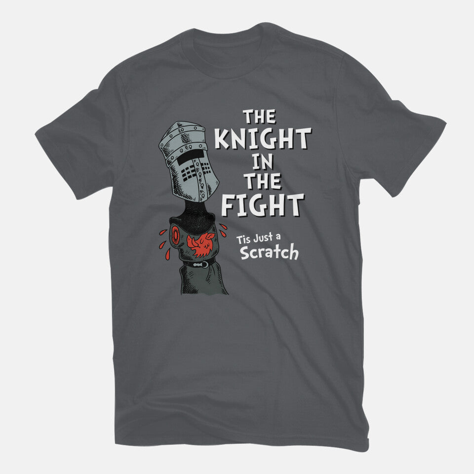 The Knight In The Fight – Movie Graphic T-Shirt in charcoal, flat-lay product view