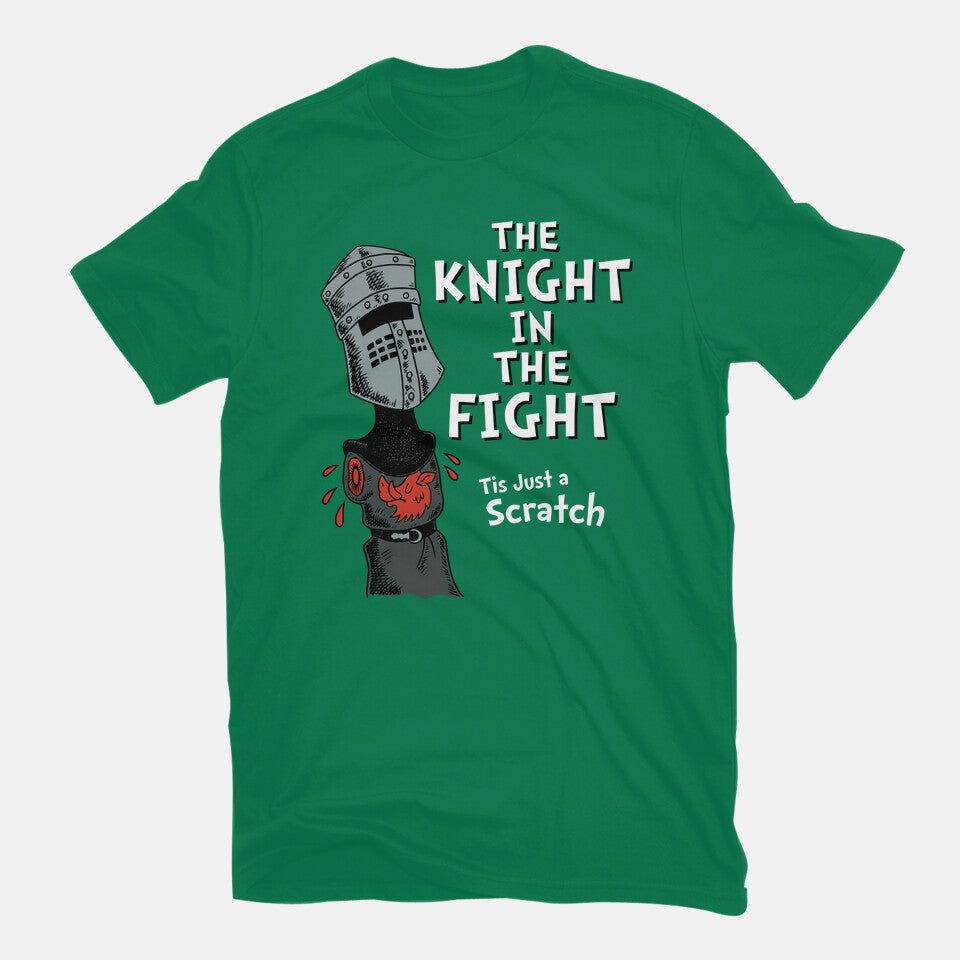 The Knight In The Fight – Movie Graphic T-Shirt in green, flat-lay product view