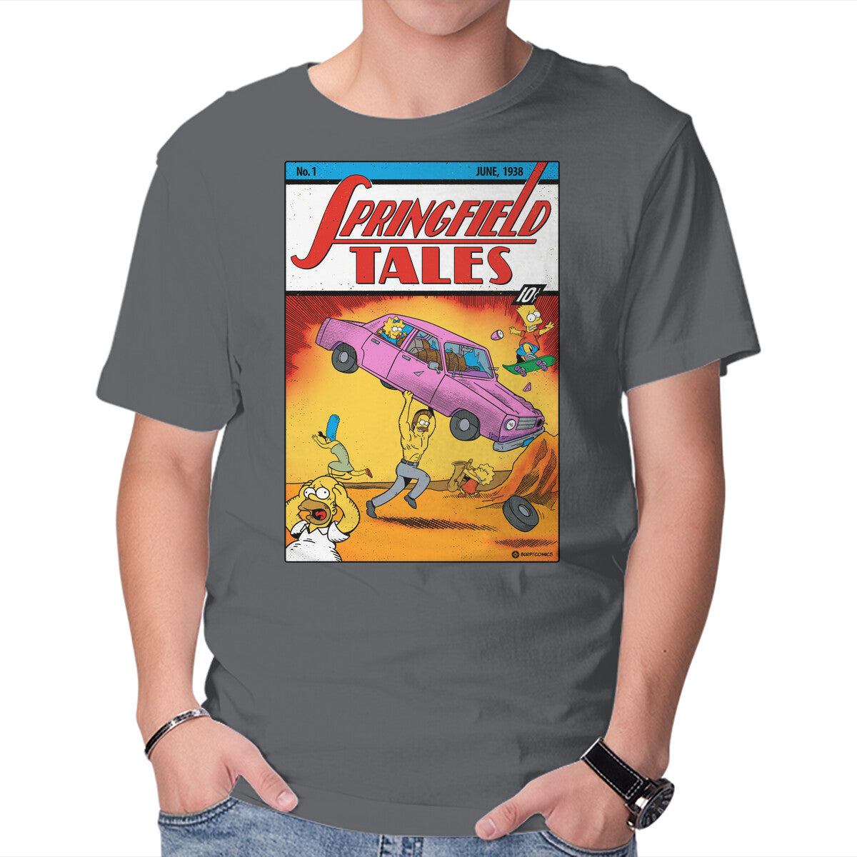 SuperNed – Funny Graphic T-Shirt in charcoal, product display