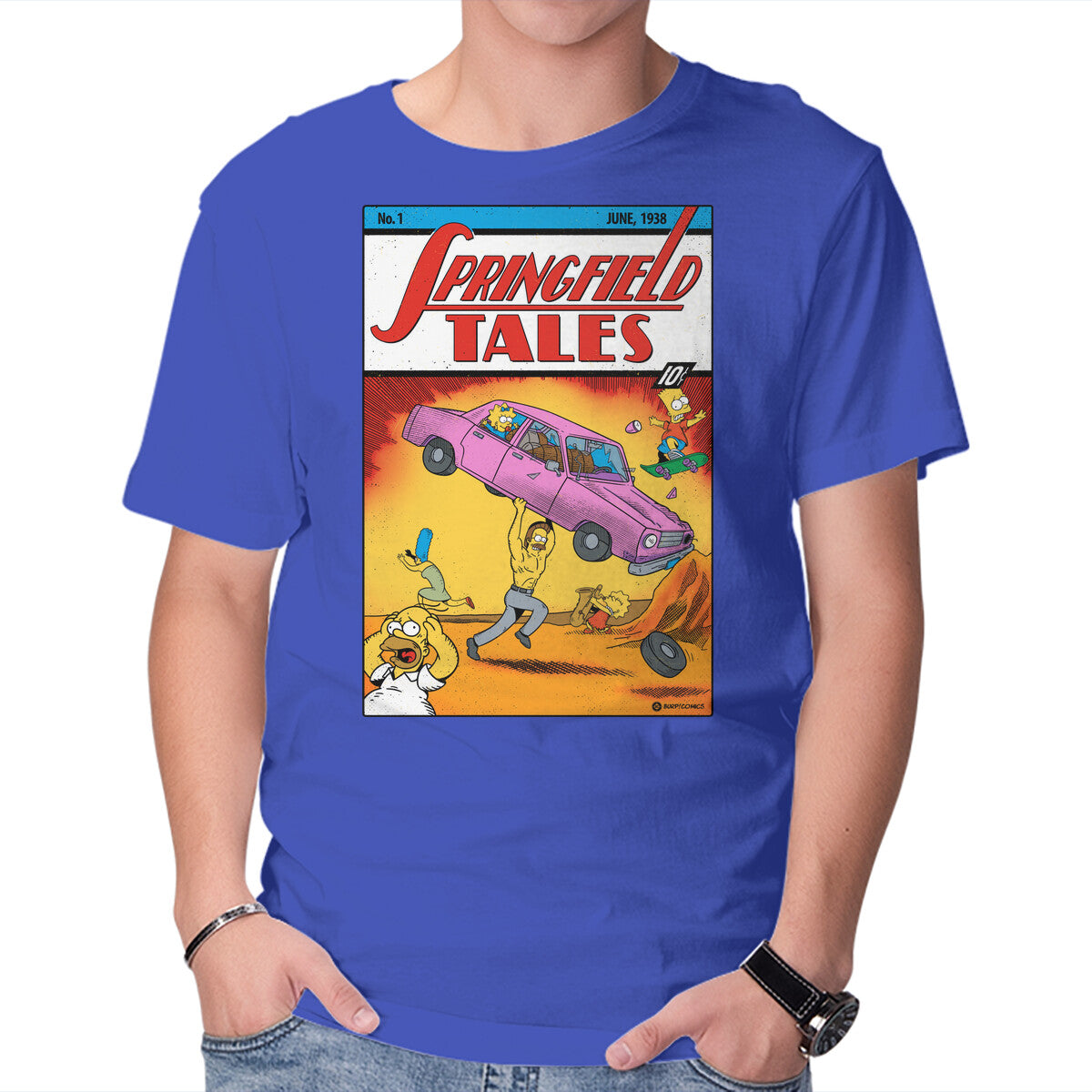 SuperNed – Funny Graphic T-Shirt in royal blue, product display