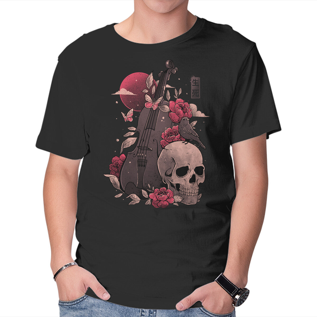 Death And Music – Horror Graphic T-Shirt in black, product display