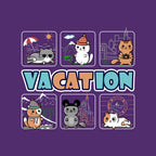 VaCATion – Cat Graphic T-Shirt design artwork for purple graphic T-shirt