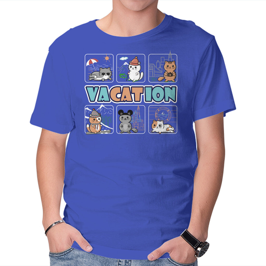 VaCATion – Cat Graphic T-Shirt in royal blue, product display