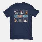 VaCATion – Cat Graphic T-Shirt in navy, flat-lay product view