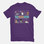 VaCATion – Cat Graphic T-Shirt in purple, flat-lay product view