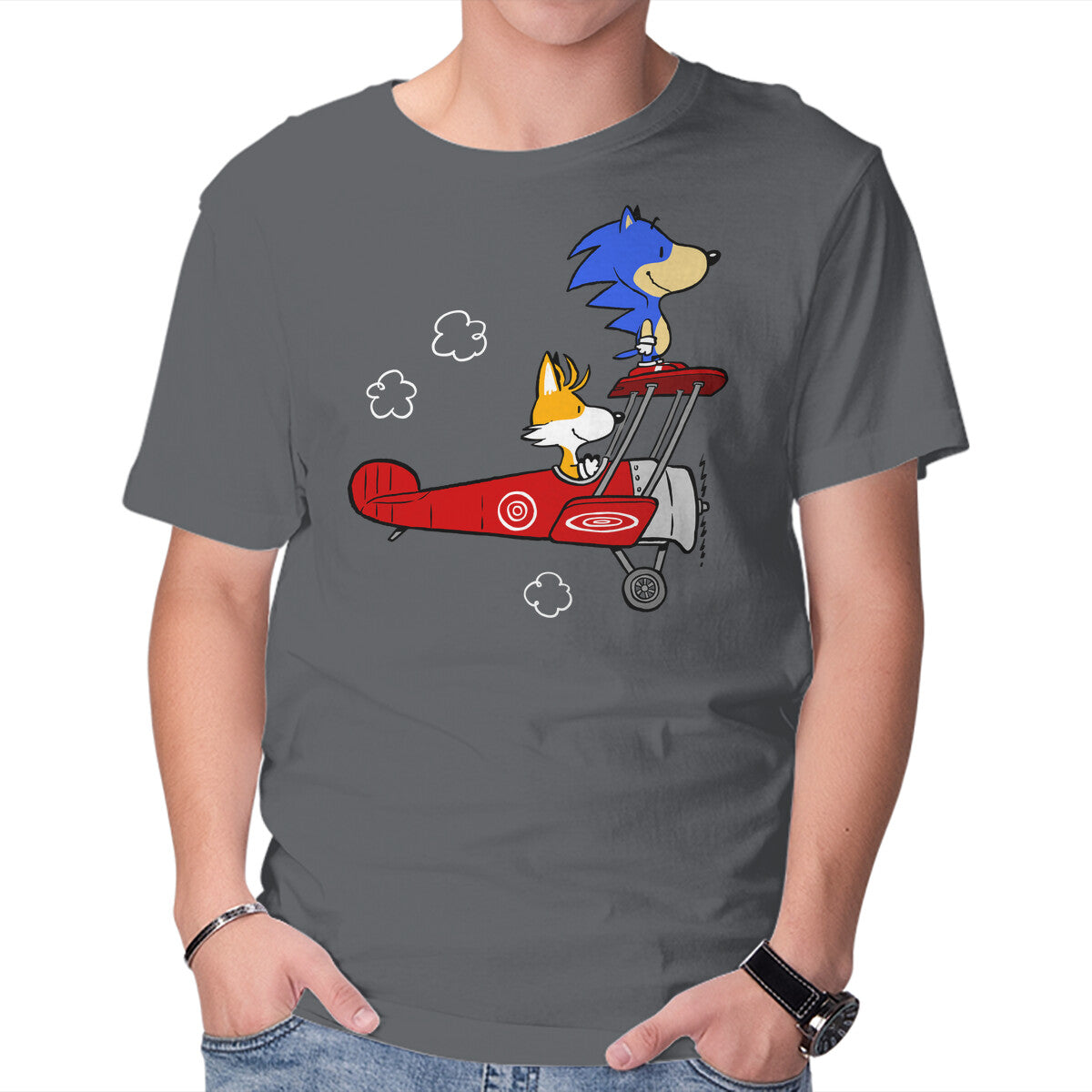 Blue Baron – Gaming Graphic T-Shirt in charcoal, product display