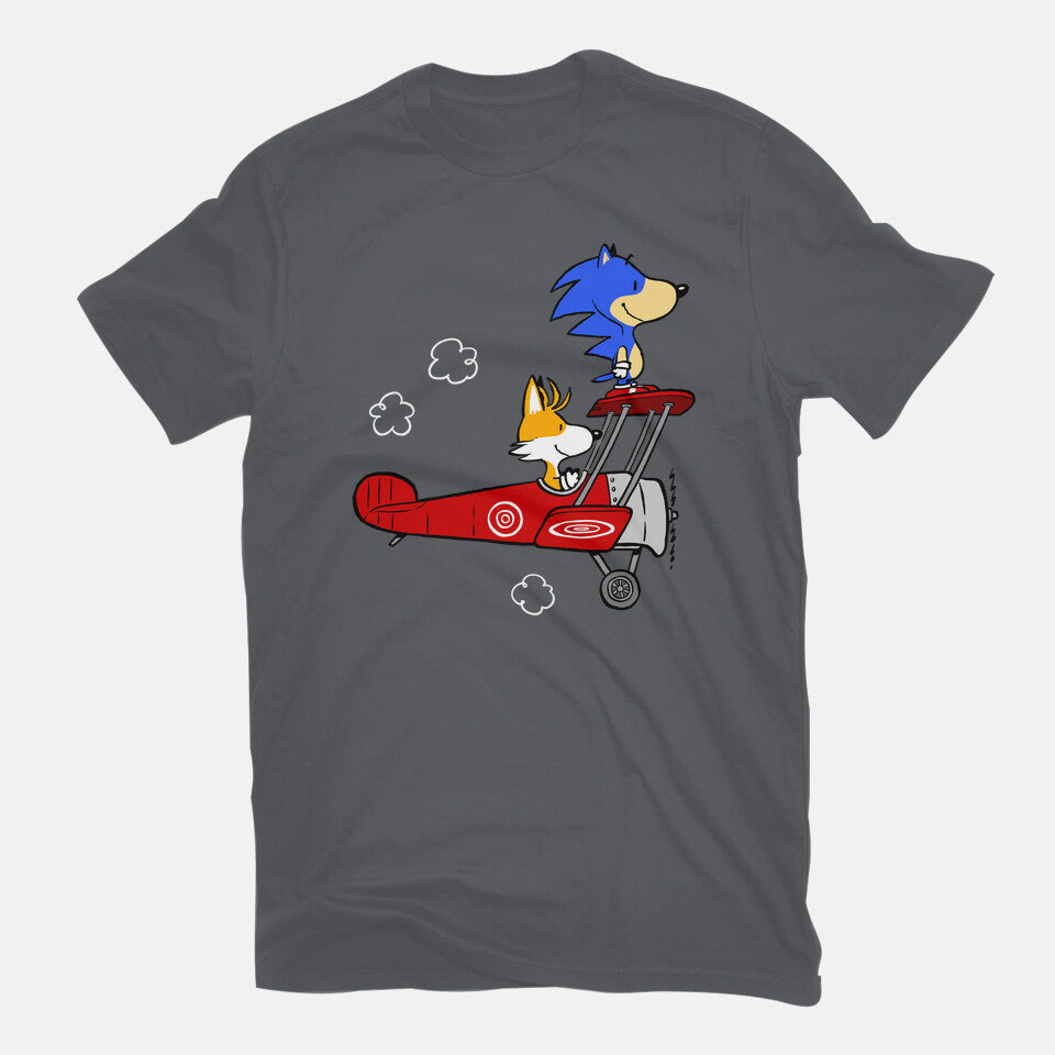 Blue Baron – Gaming Graphic T-Shirt in charcoal, flat-lay product view