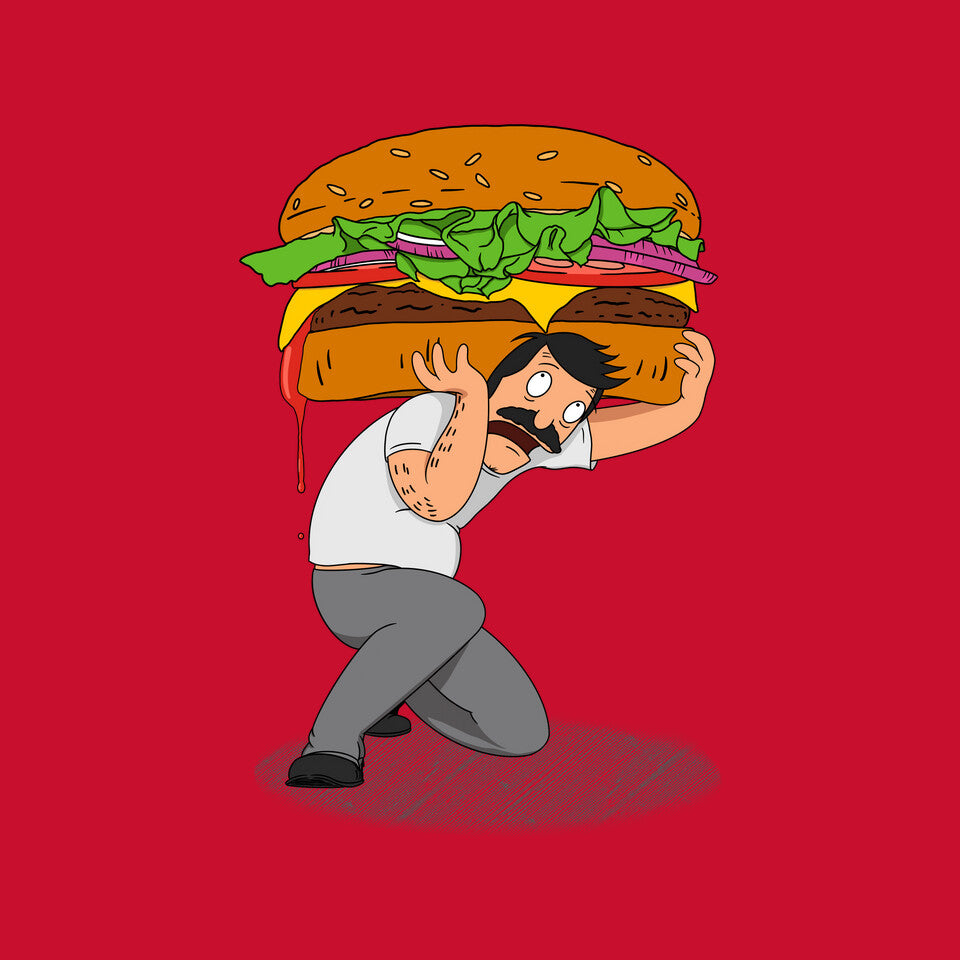 Bob Atlas – Funny Graphic T-Shirt design artwork for red graphic T-shirt