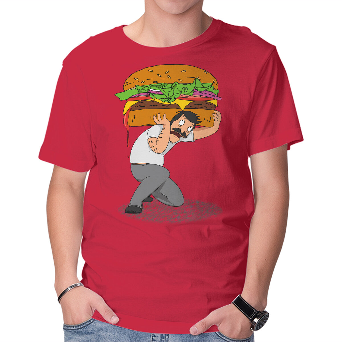 Bob Atlas – Funny Graphic T-Shirt in red, product display