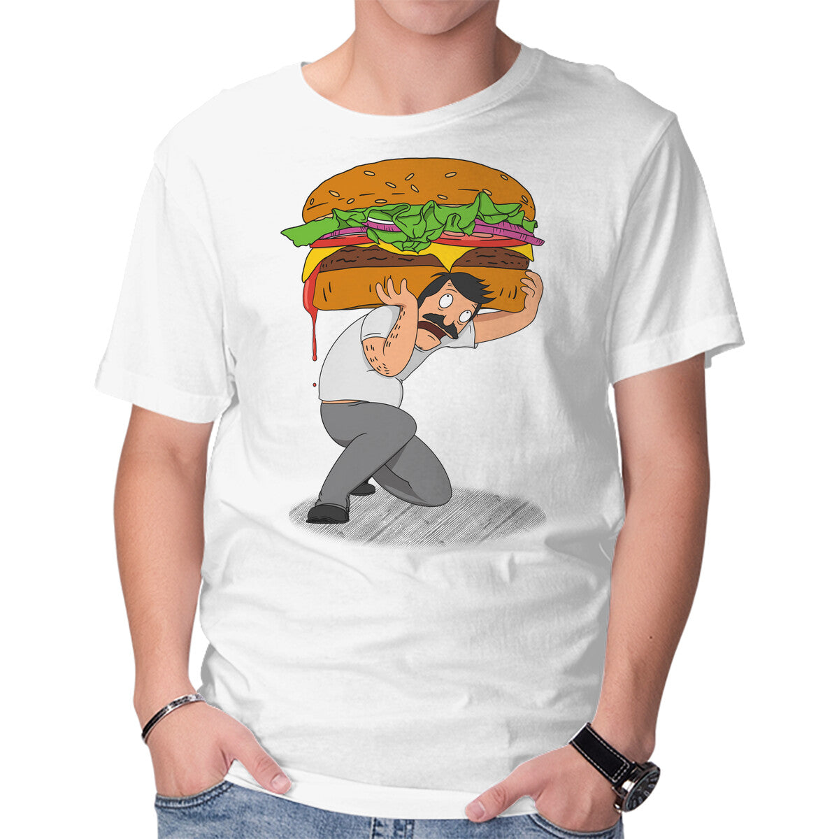 Bob Atlas – Funny Graphic T-Shirt in white, product display