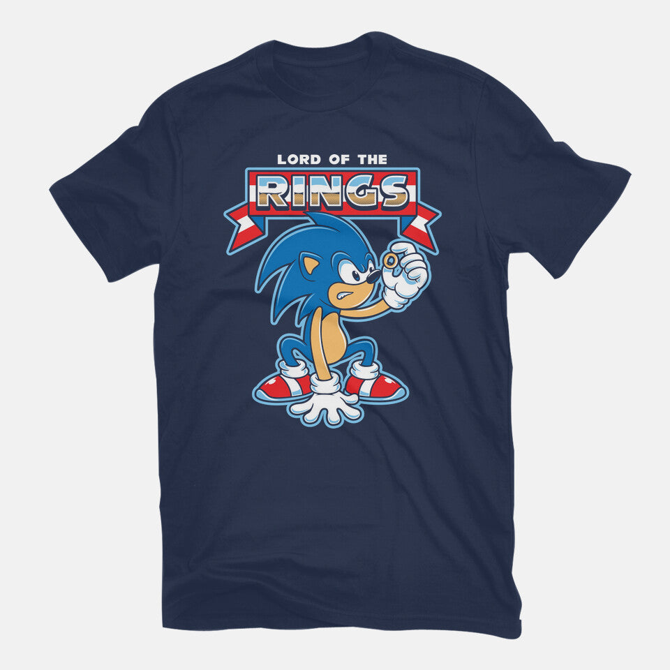 My Precious Rings – Gaming Graphic T-Shirt in navy, flat-lay product view