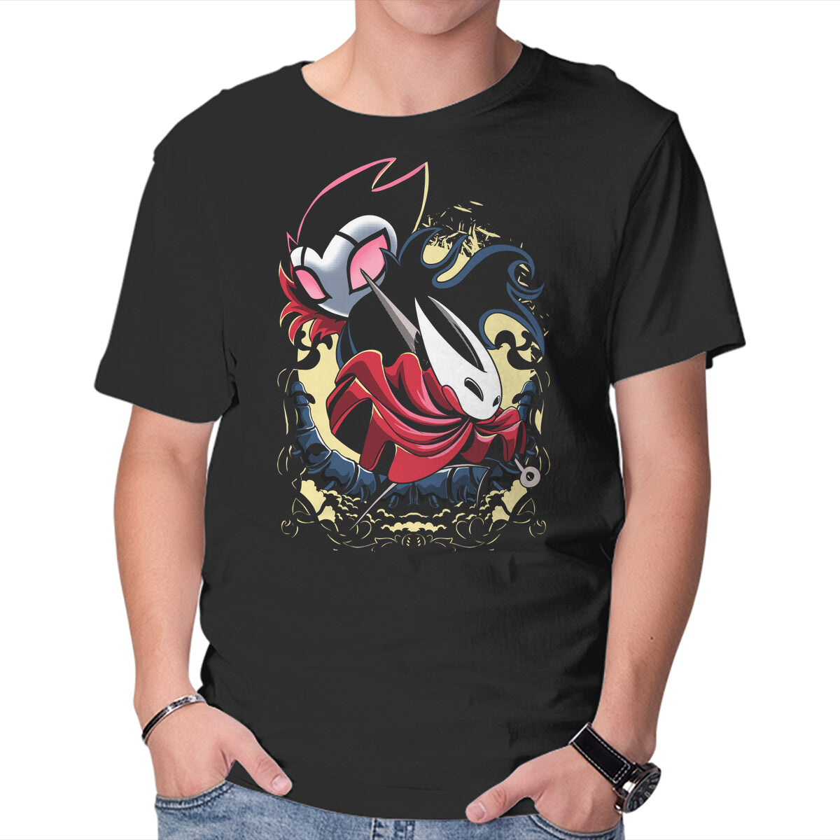 Knightmare Silk – Gaming Graphic T-Shirt in black, product display