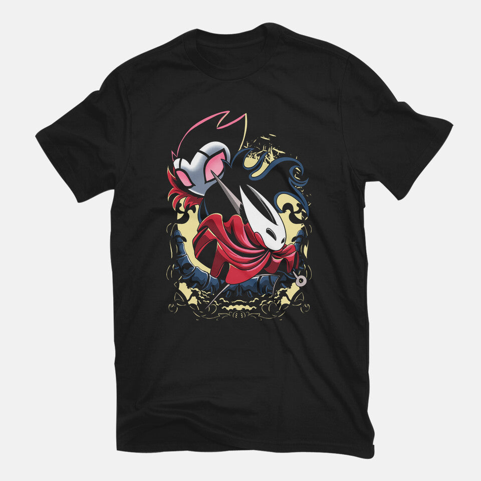 Knightmare Silk – Gaming Graphic T-Shirt in black, flat-lay product view