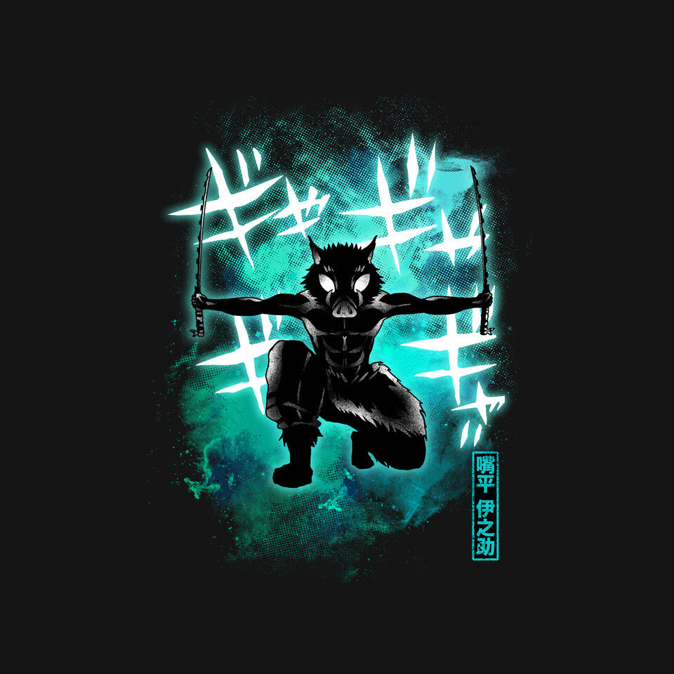Cosmic Boar – Anime Graphic T-Shirt design artwork for black graphic T-shirt