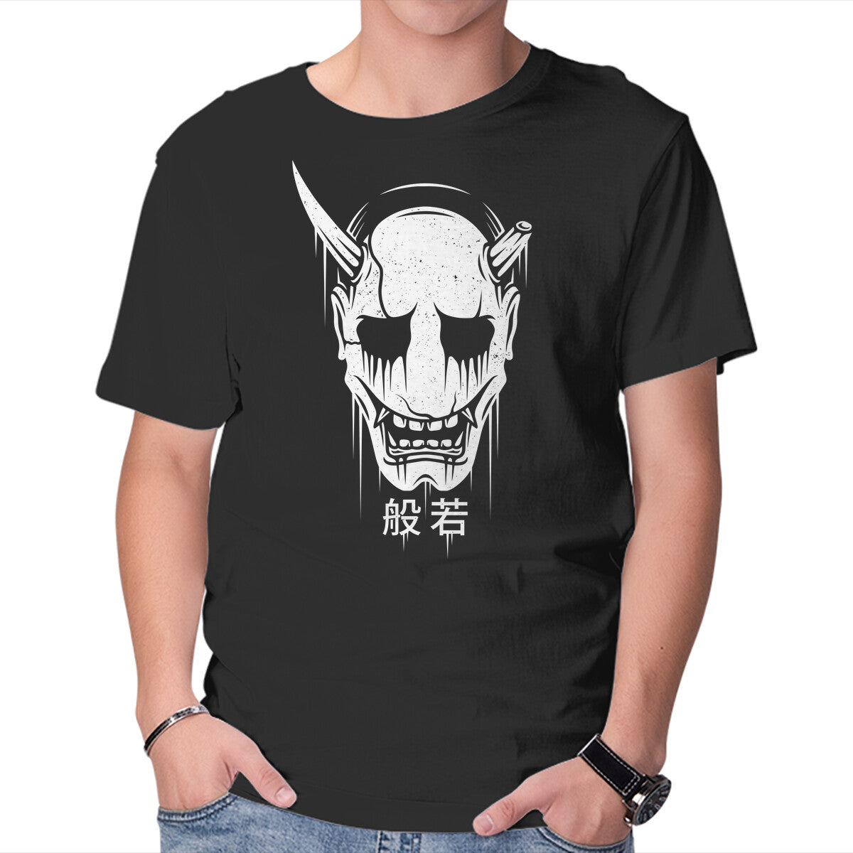 Hannya Mask – Gaming Graphic T-Shirt in black, product display