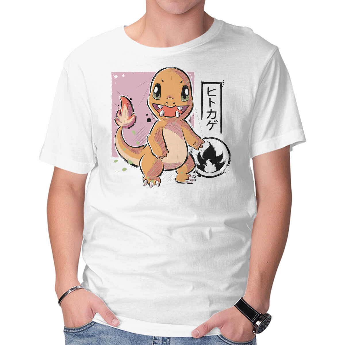 Cute Lizard – Anime Graphic T-Shirt in white, product display
