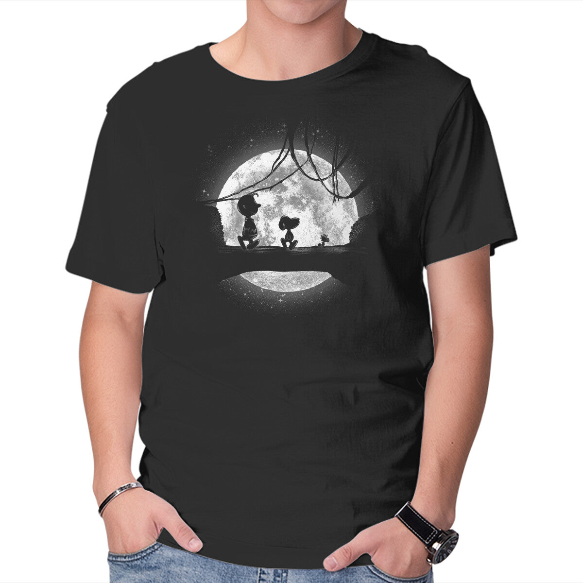Moonlight Snoop – Funny Graphic T-Shirt in black, product display
