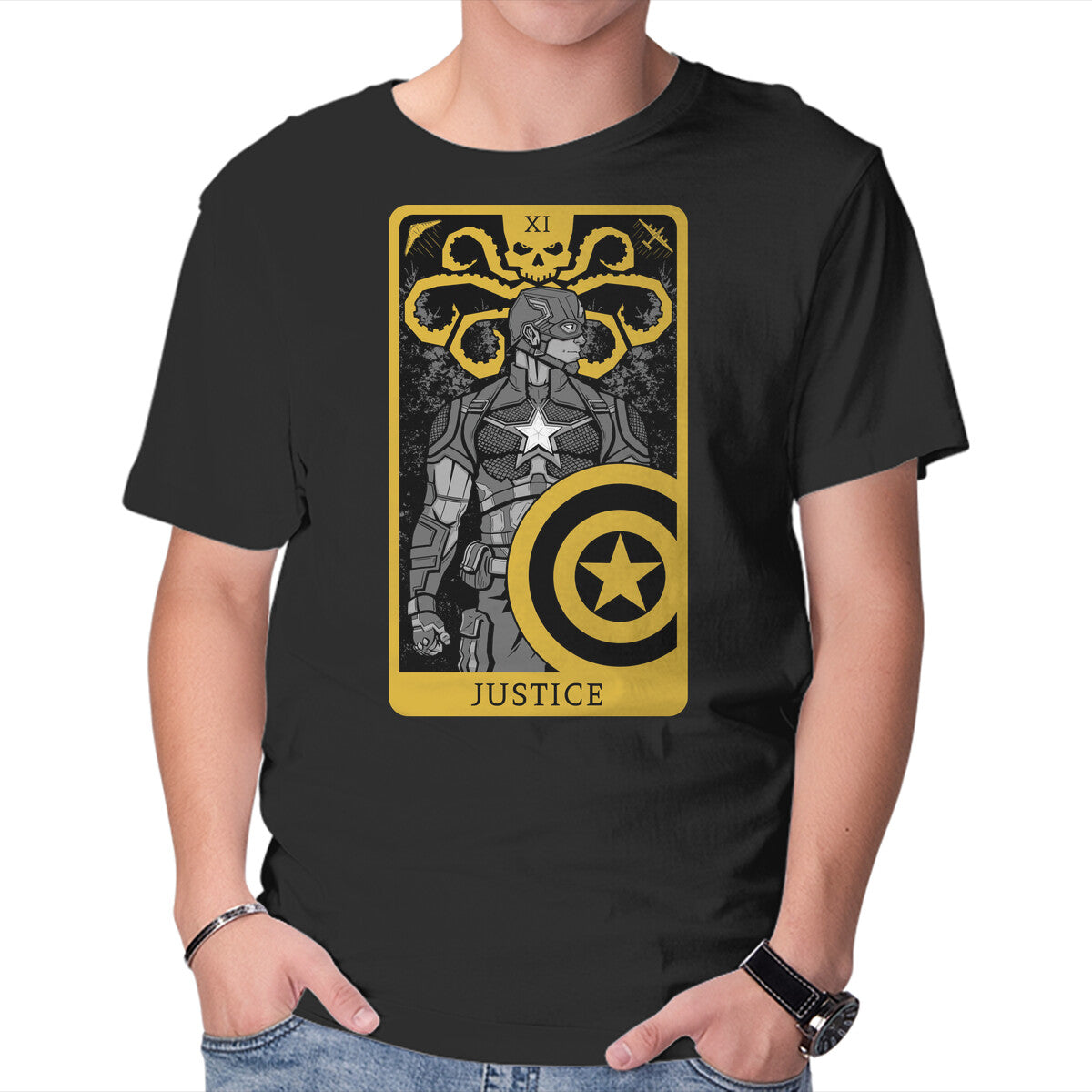 Justice Card Graphic T-Shirt in black, product display
