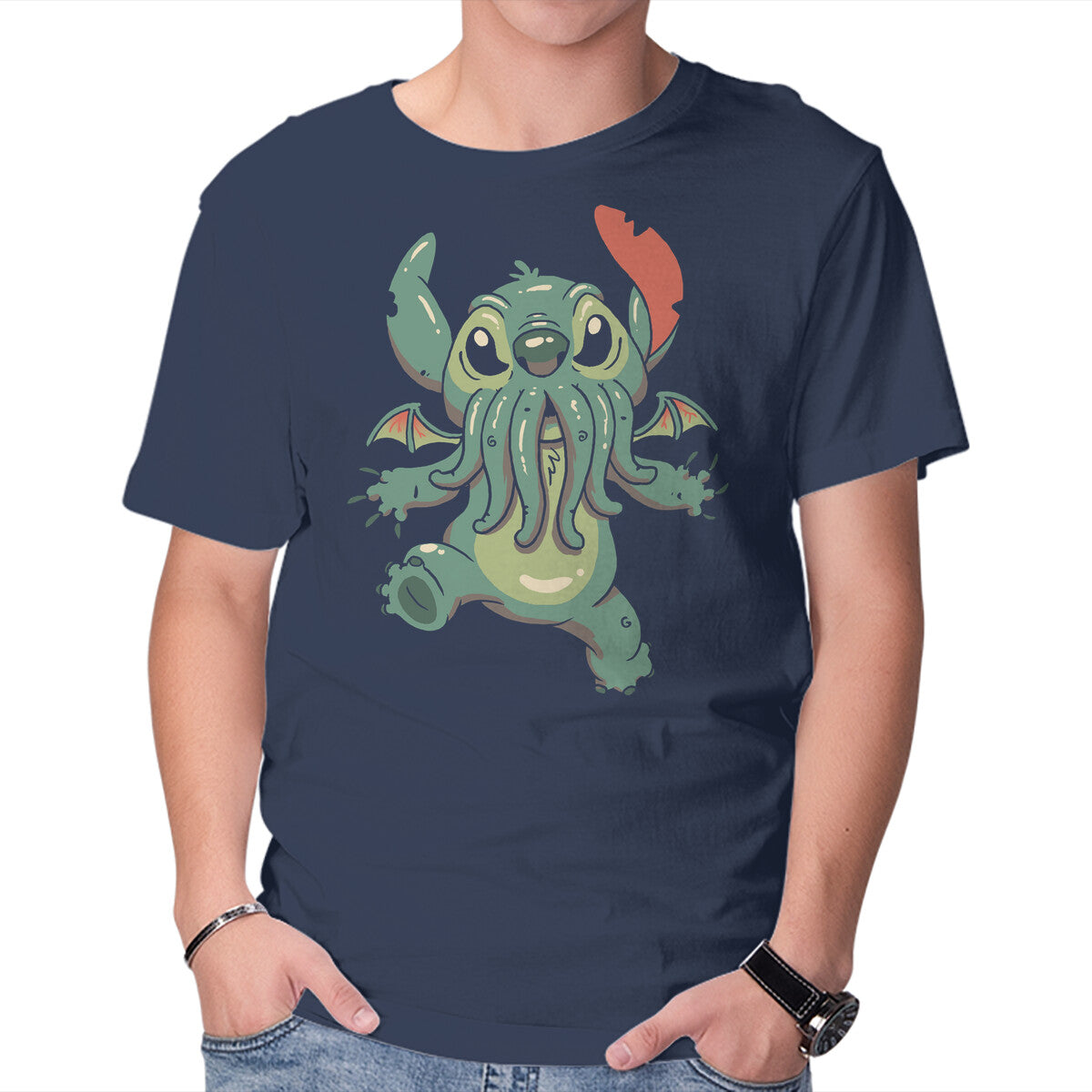 Alien Cthulhu – Movie Graphic T-Shirt in navy, product display
