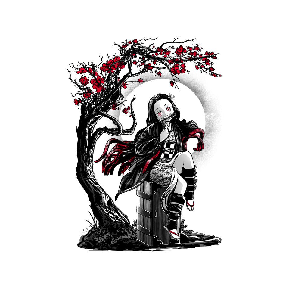 Human Turned Demon – Anime Graphic T-Shirt design artwork for white graphic T-shirt