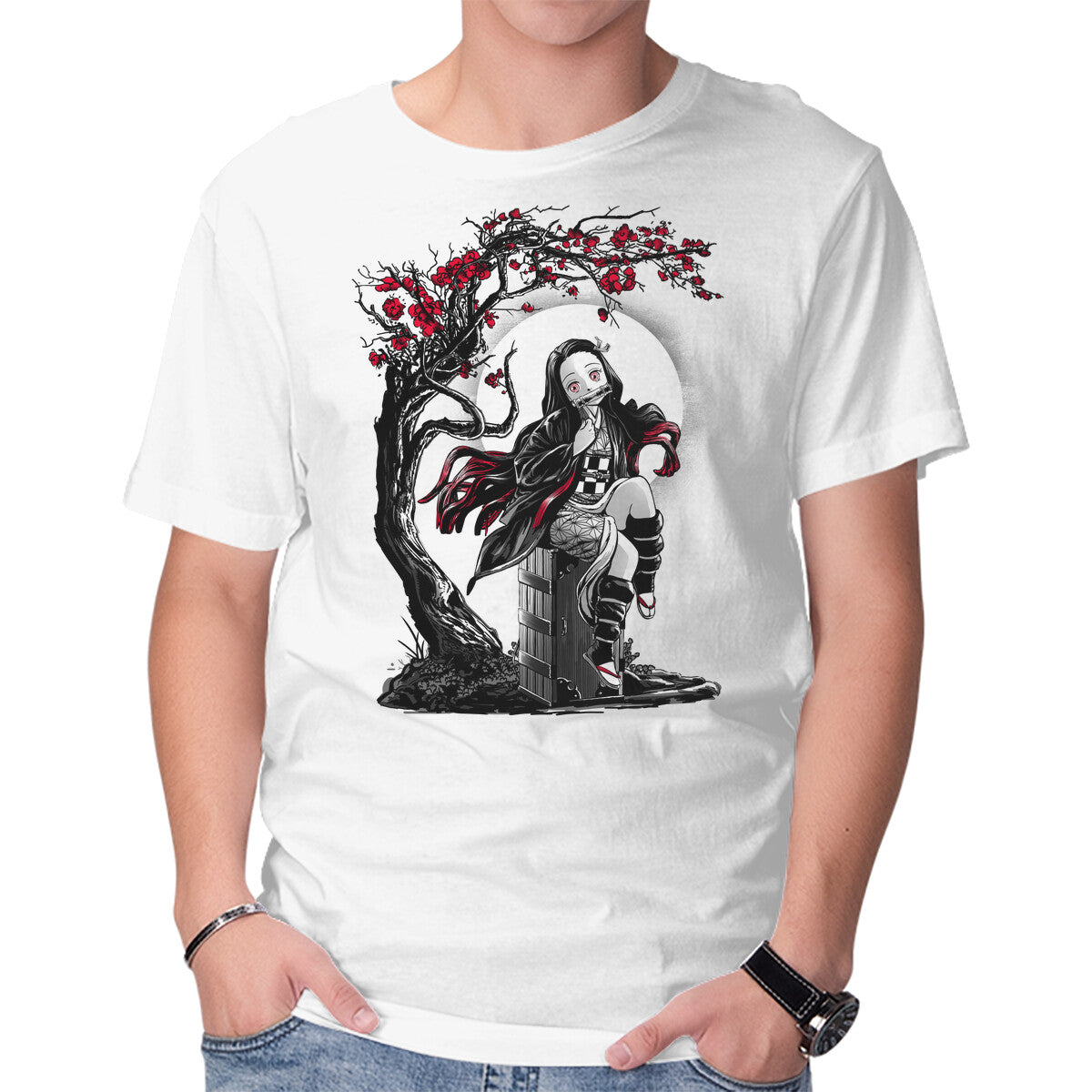 Human Turned Demon – Anime Graphic T-Shirt in white, product display
