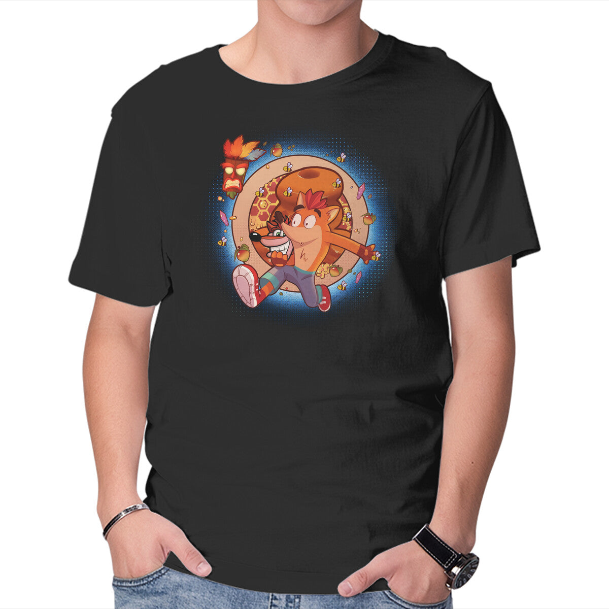 99 Lives – Gaming Graphic T-Shirt in black, product display