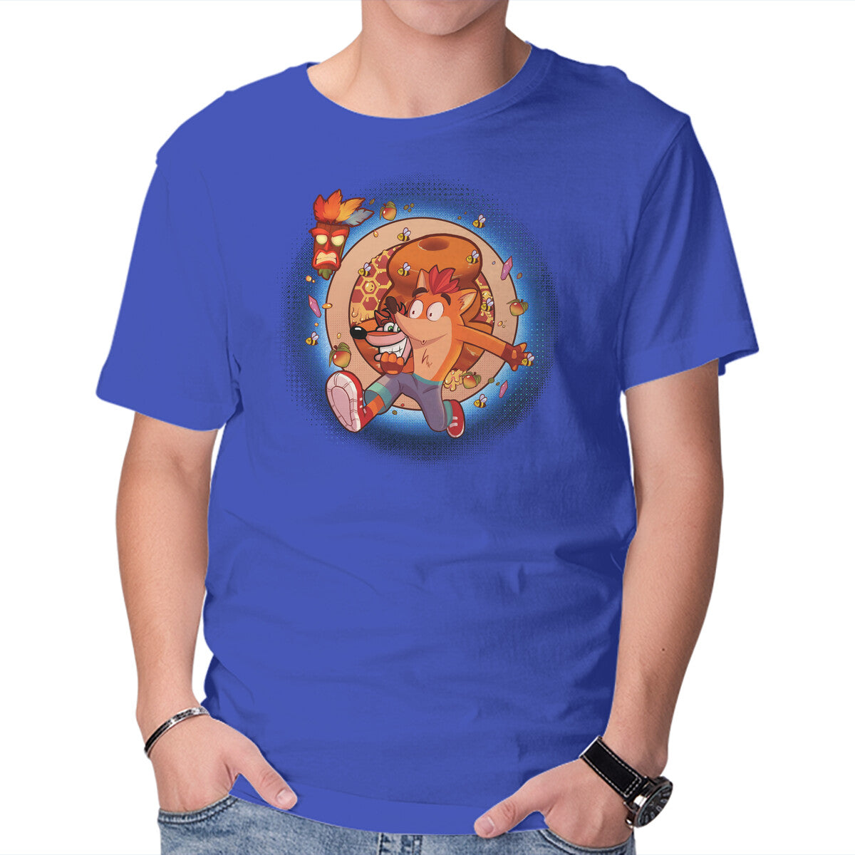 99 Lives – Gaming Graphic T-Shirt in royal blue, product display