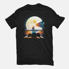 Gaming Moon Beach – Gaming Graphic T-Shirt in black, flat-lay product view