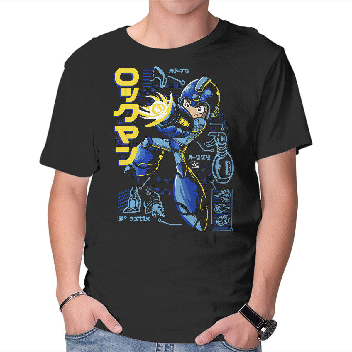 A Mega Robot – Gaming Graphic T-Shirt in black, product display