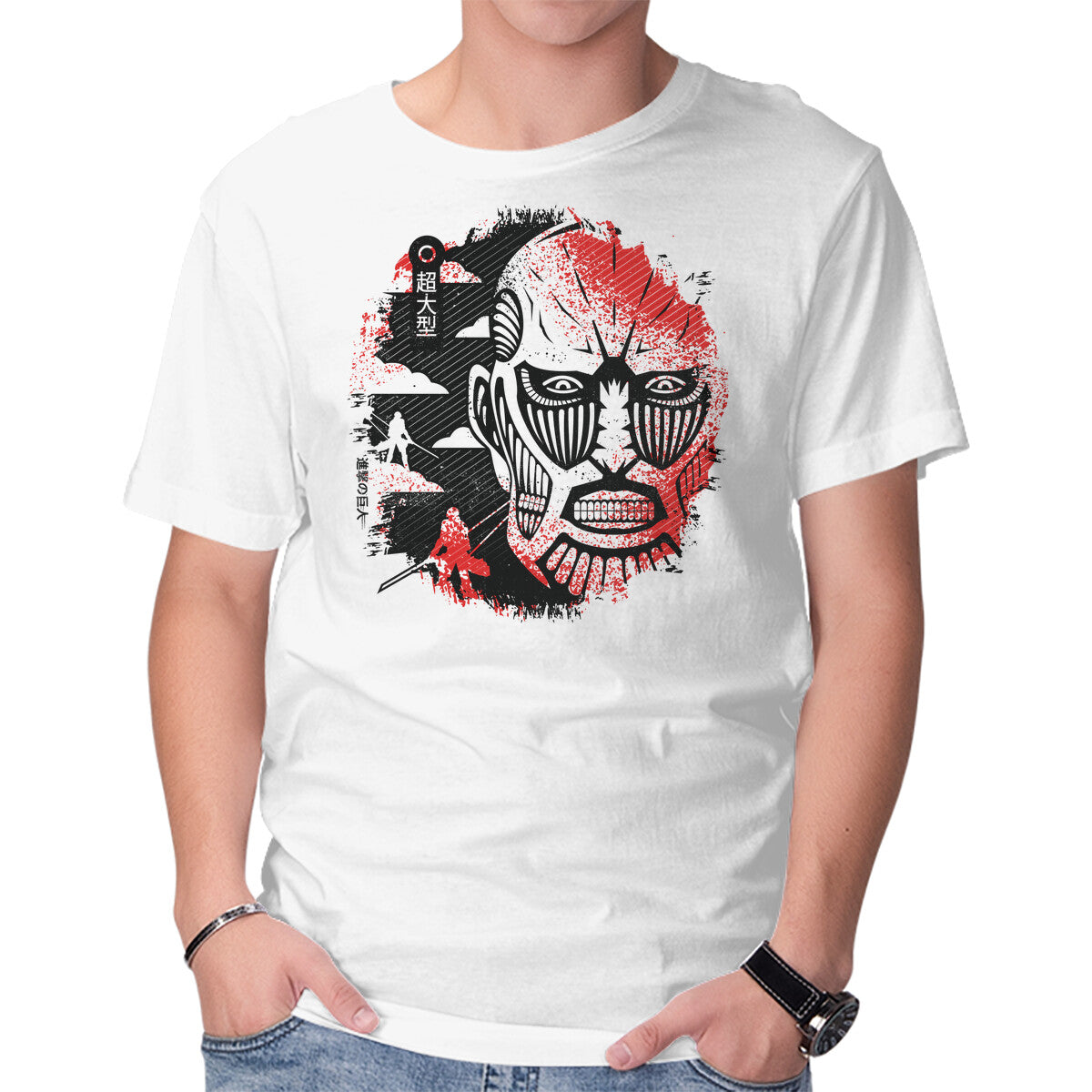 Colossal Face – Anime Graphic T-Shirt in white, product display