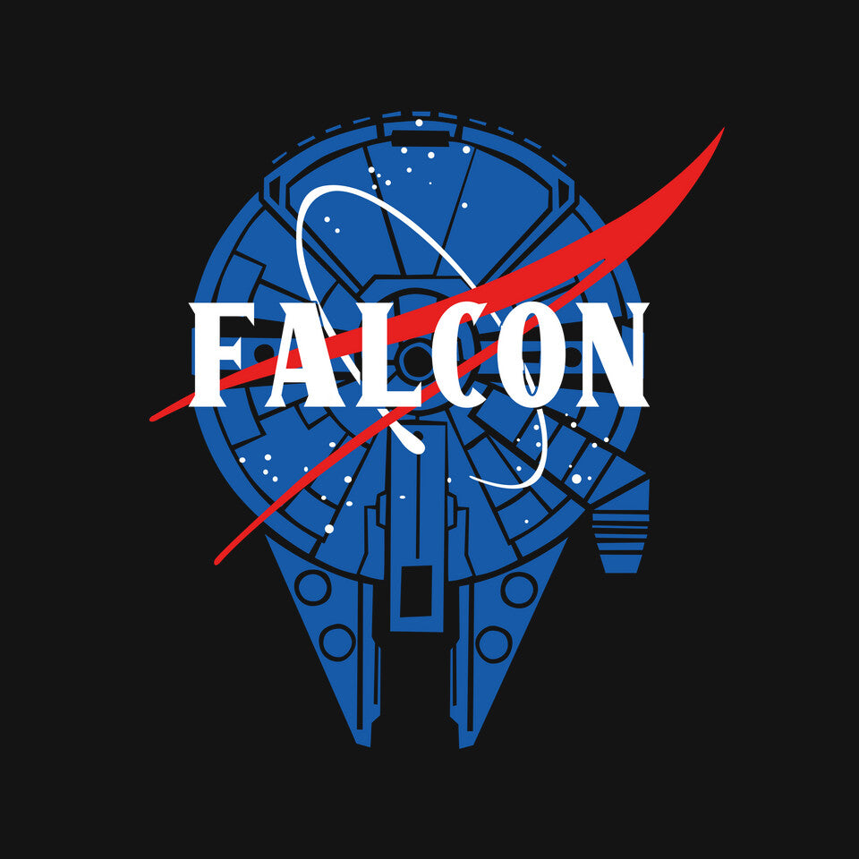 Falcon Nasa – Sci-Fi Graphic T-Shirt design artwork for black graphic T-shirt