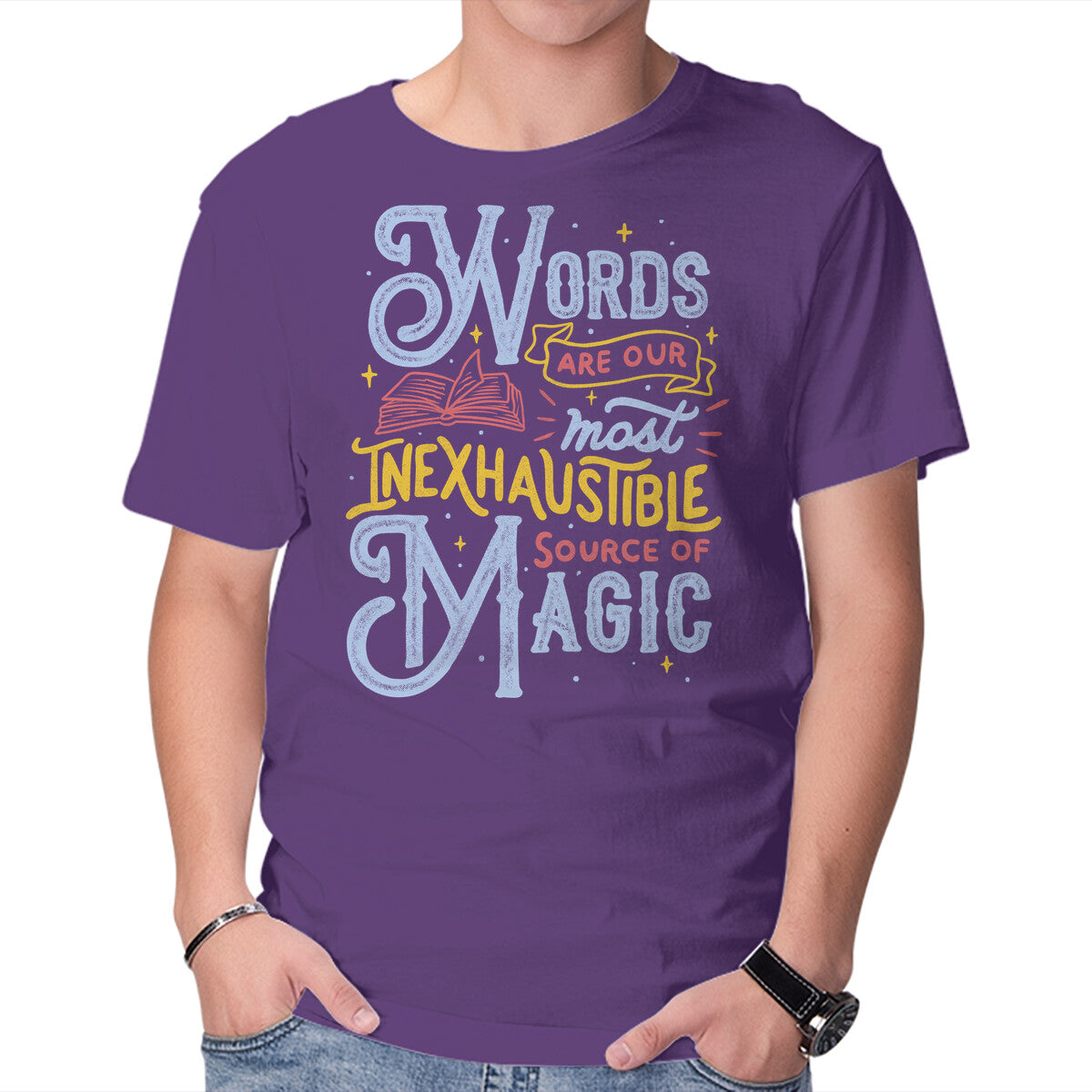 Inexhaustible Source Of Magic – Fantasy Graphic T-Shirt in purple, product display