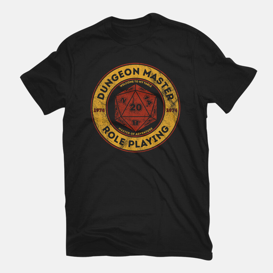 Master Of The Dungeon – Gaming Graphic T-Shirt in black, flat-lay product view