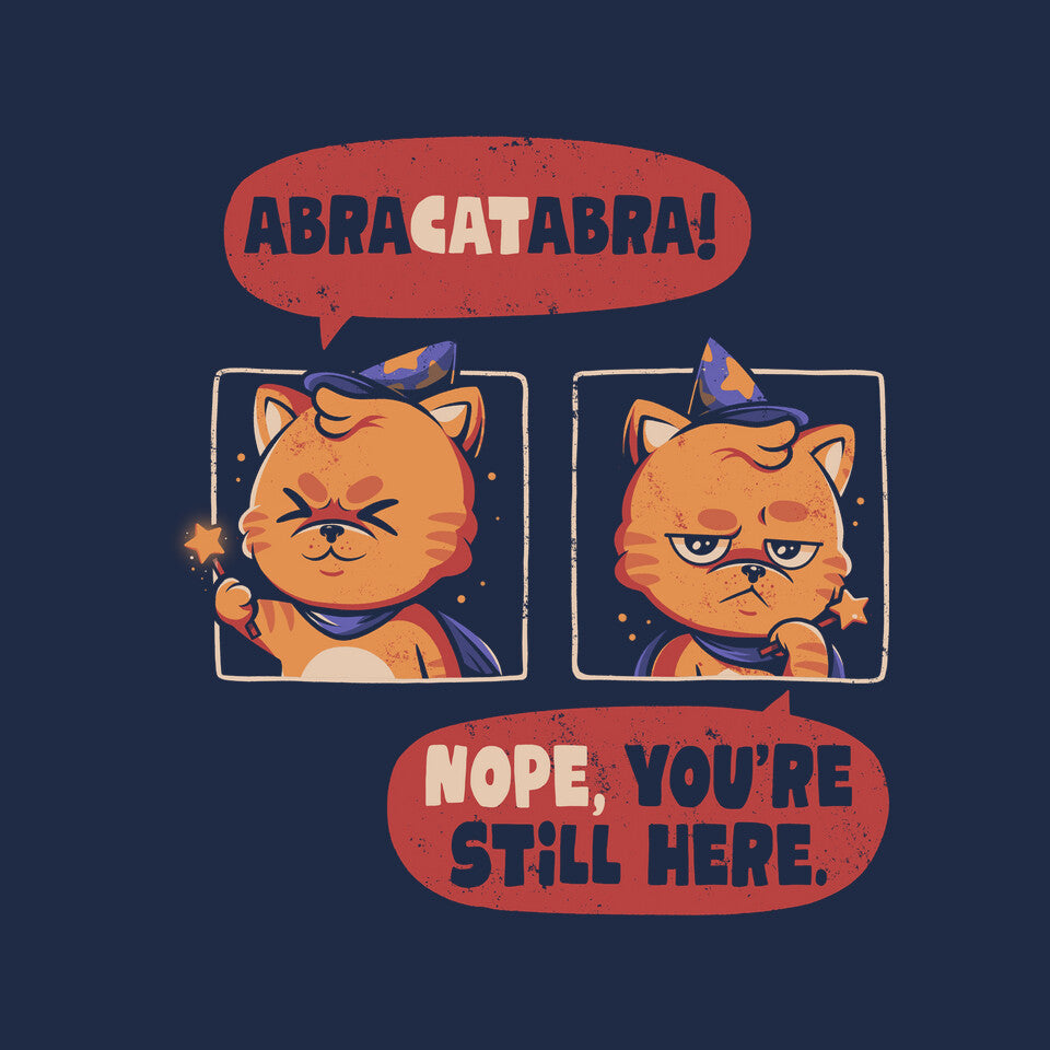 Abracatabra – Cat Graphic T-Shirt design artwork for navy graphic T-shirt