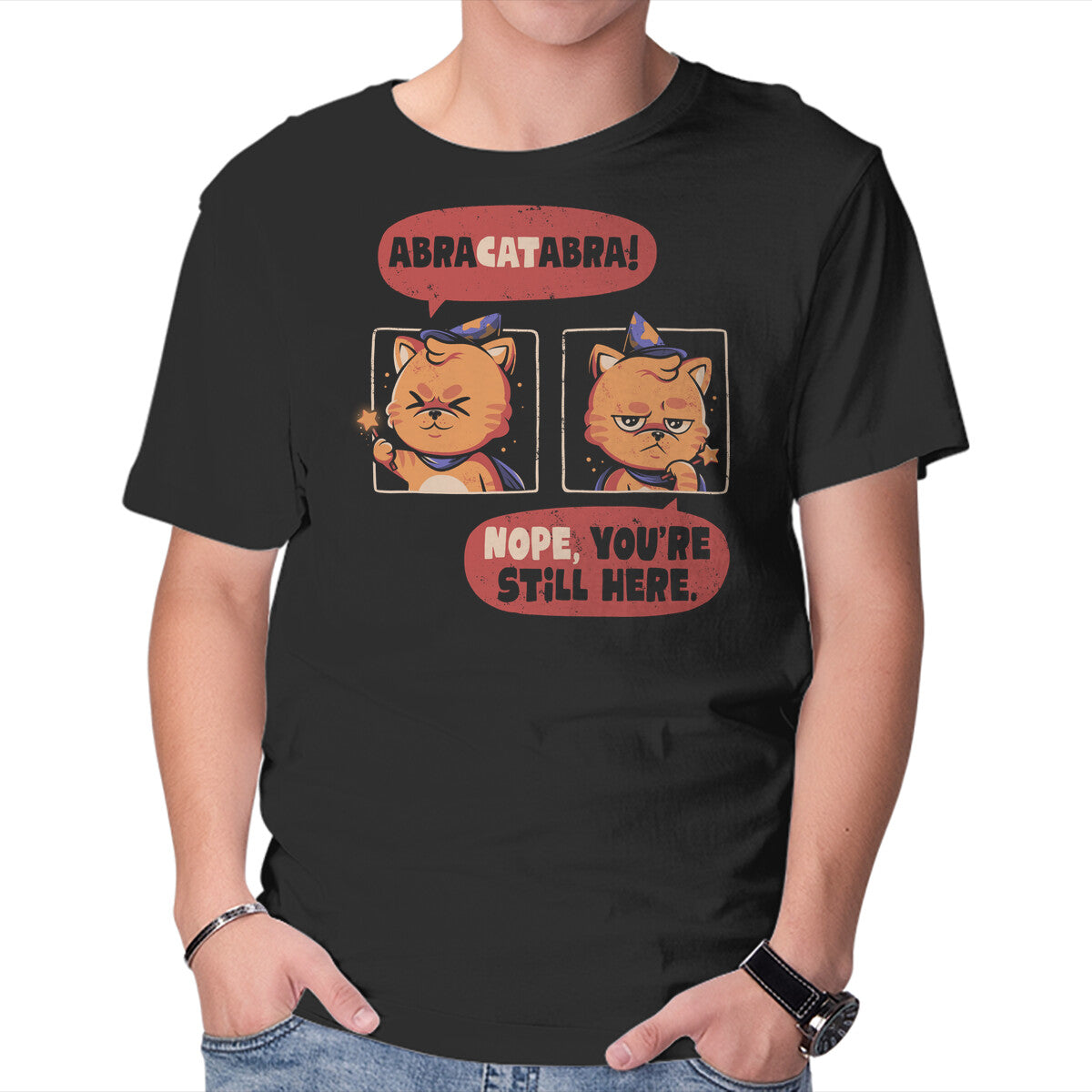 Abracatabra – Cat Graphic T-Shirt in black, product display