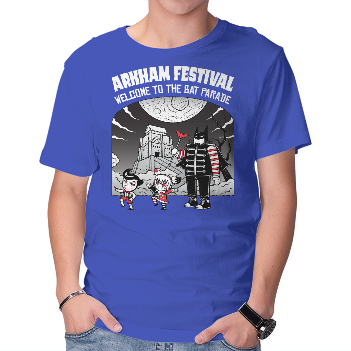 Bat Parade – Music Graphic T-Shirt in royal blue, product display