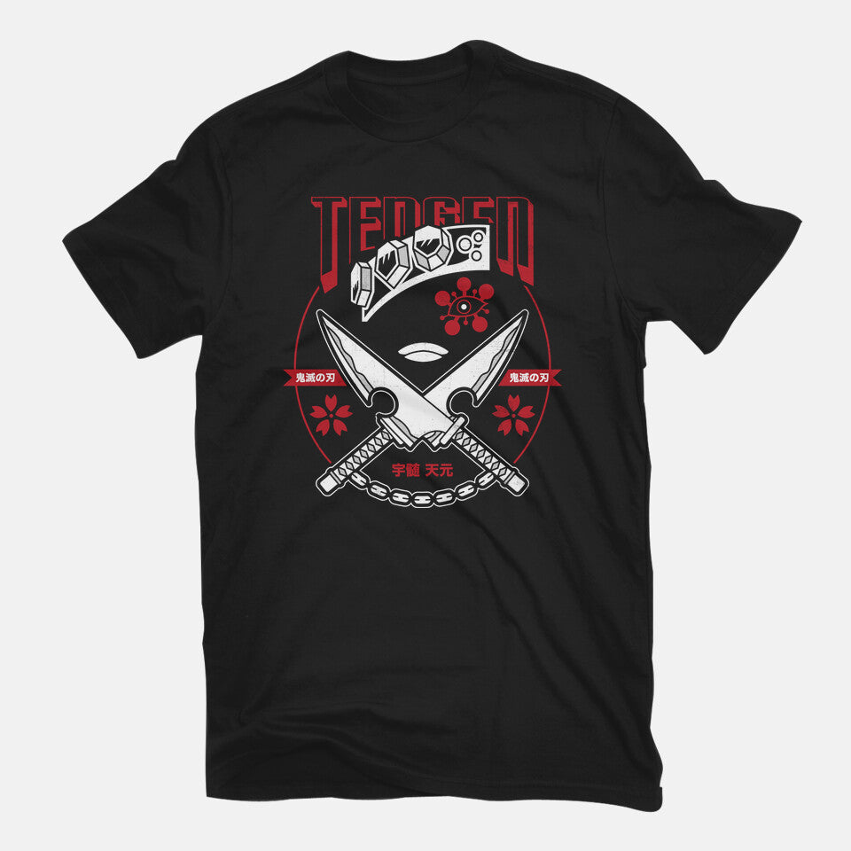 Tengen Uzui – Anime Graphic T-Shirt in black, flat-lay product view