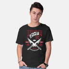 Model wearing black Tengen Uzui – Anime Graphic T-Shirt