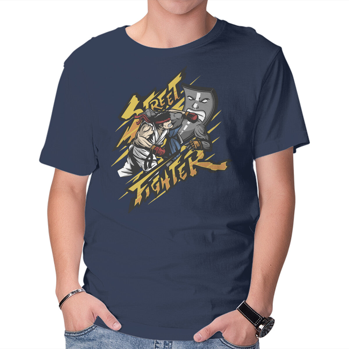 Street Fighter – Gaming Graphic T-Shirt in navy, product display