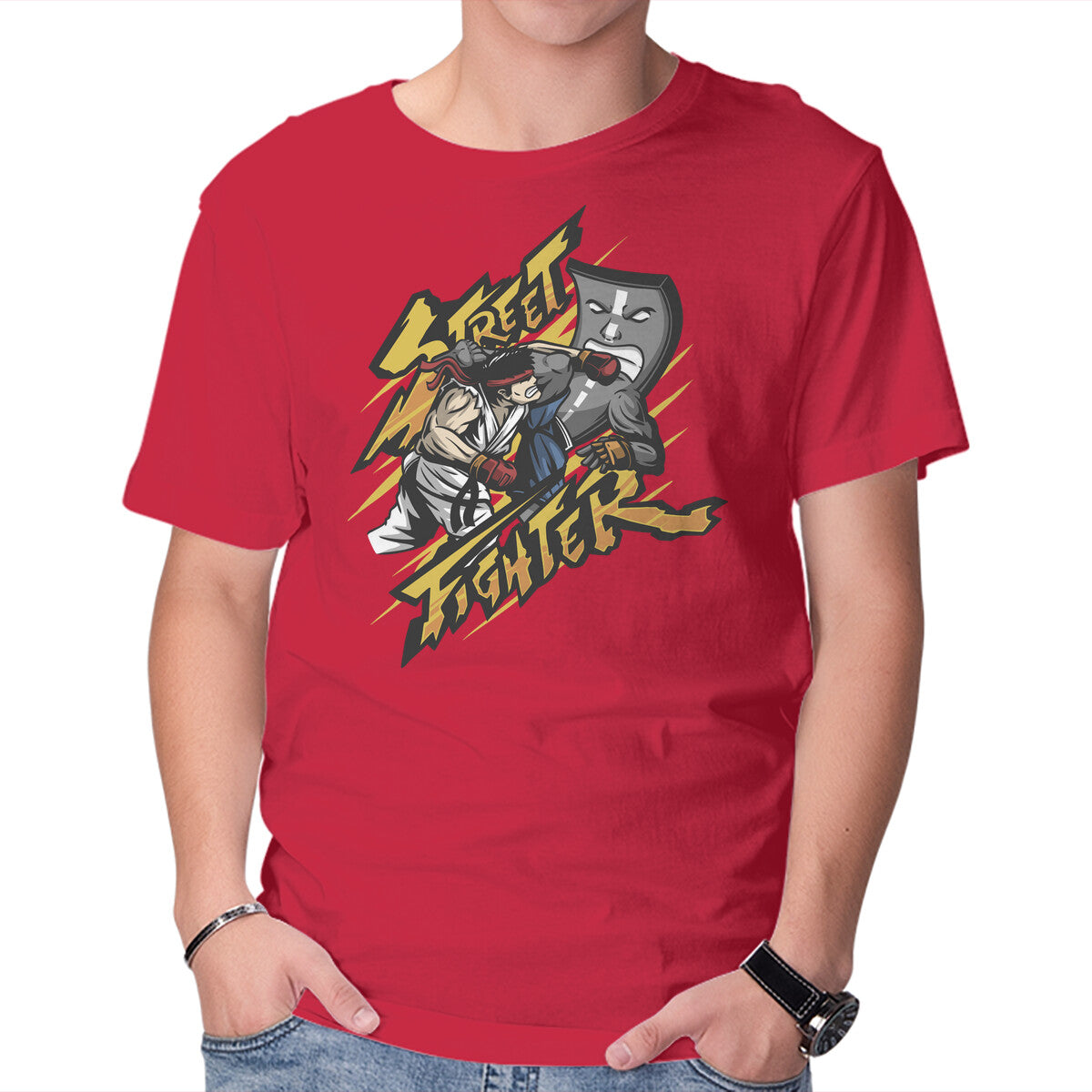 Street Fighter – Gaming Graphic T-Shirt in red, product display
