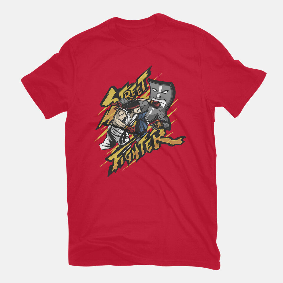 Street Fighter – Gaming Graphic T-Shirt in red, flat-lay product view